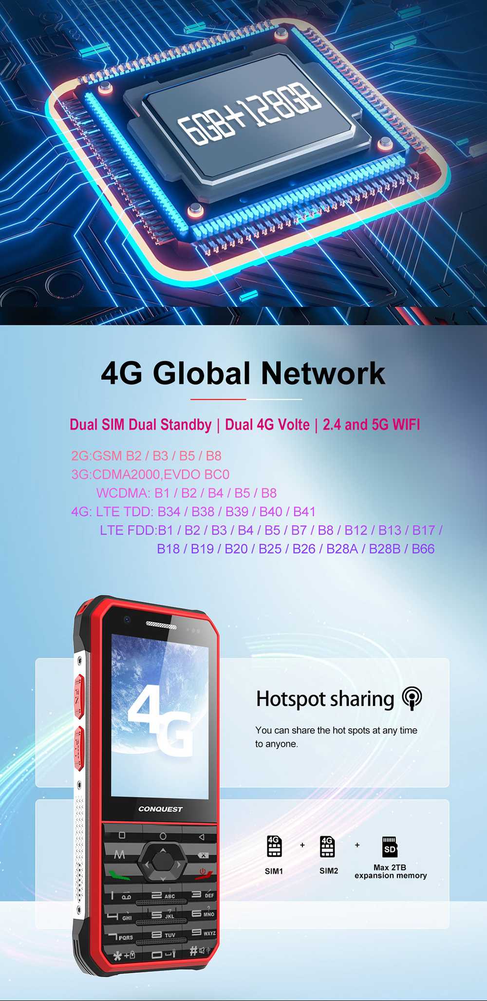 Conquest F3 Rugged Phones product details 8
