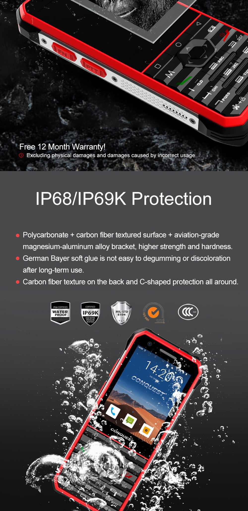 Conquest F3 Rugged Phones product details 10