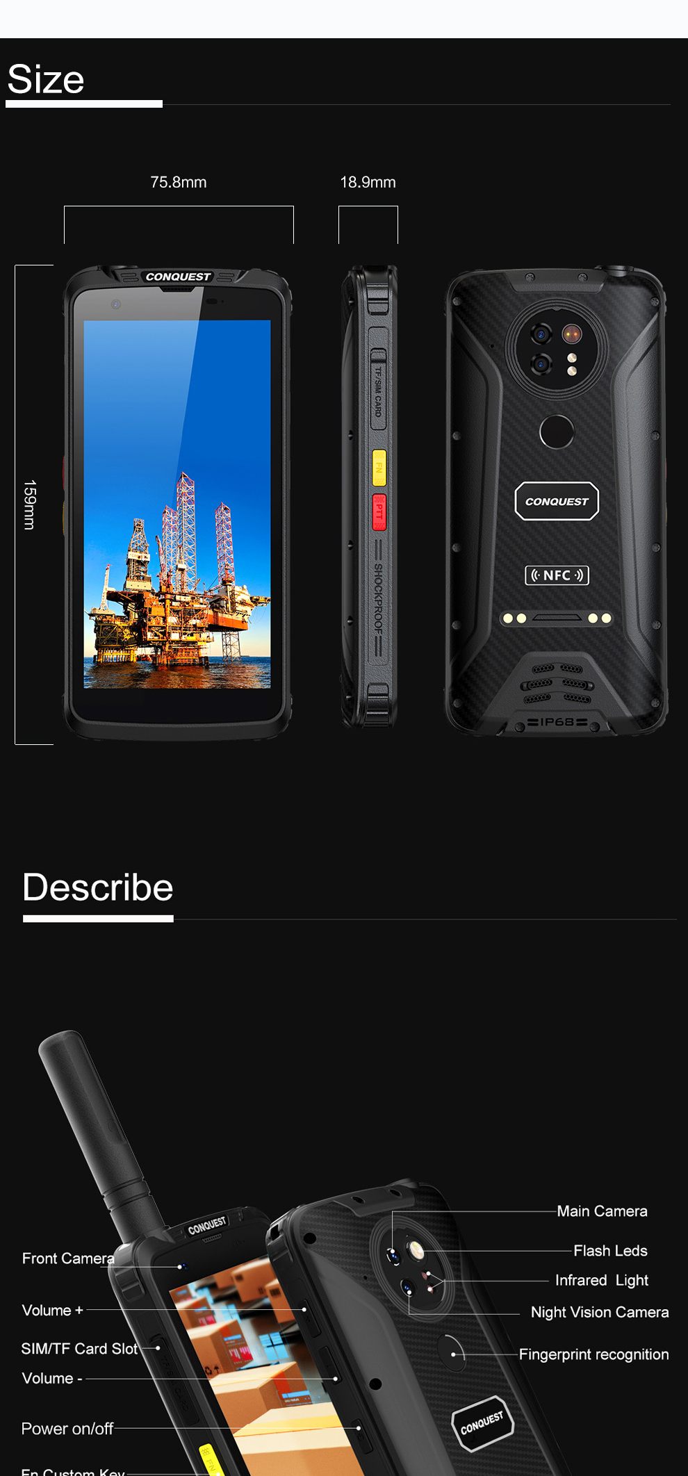 Conquest F5 Rugged Phones product details 23