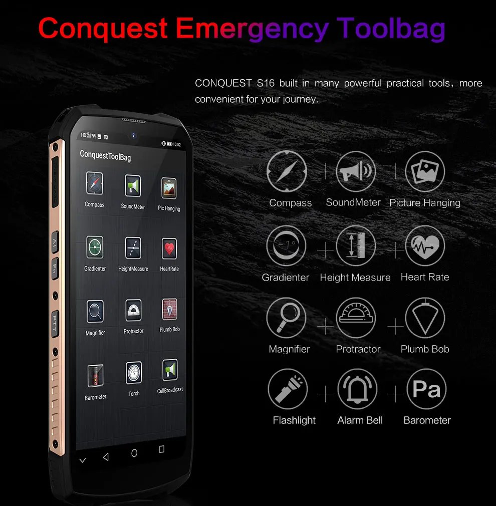 Conquest S16 Rugged Phones product details 1