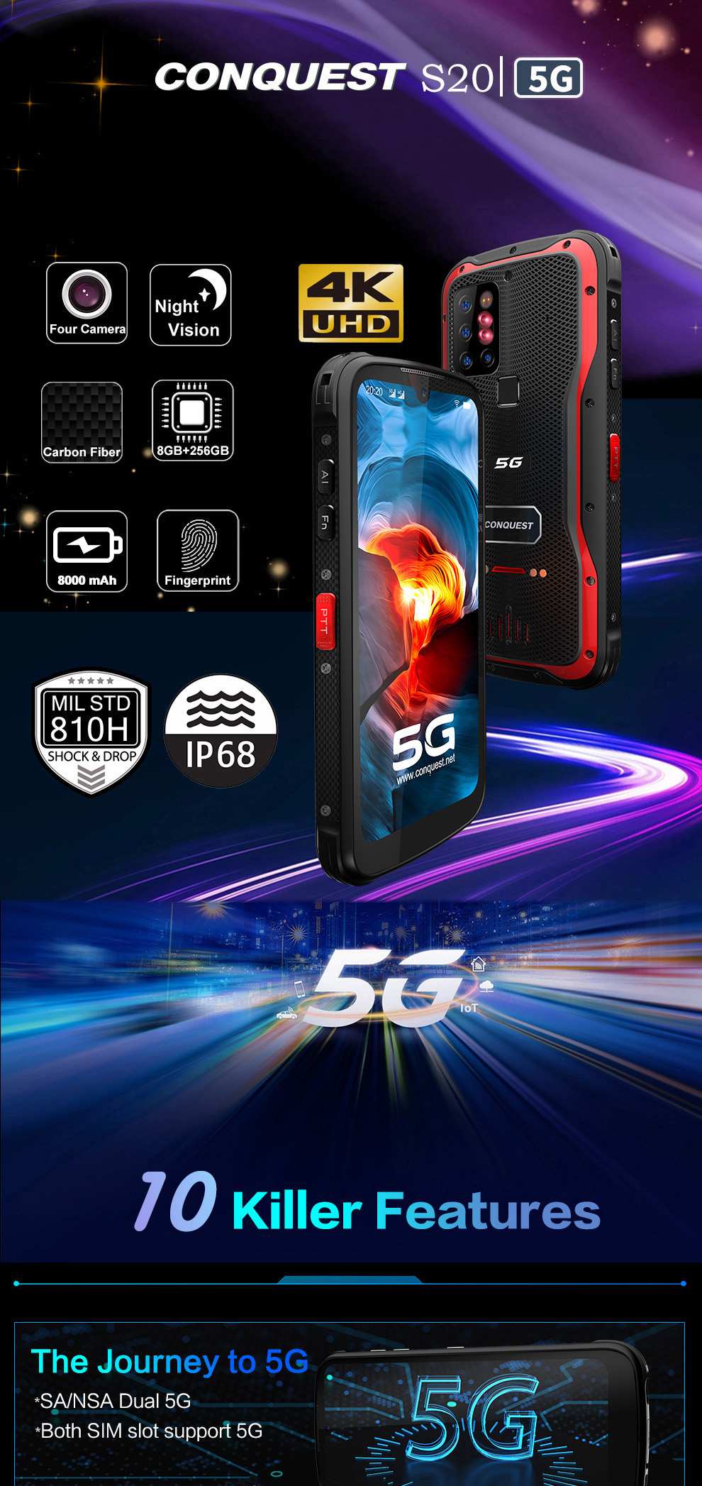 Conquest S20 Rugged Phones product details 1