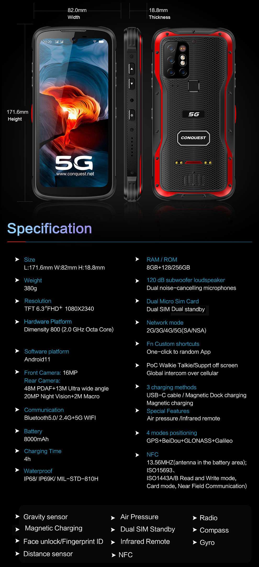 Conquest S20 Rugged Phones product details 17