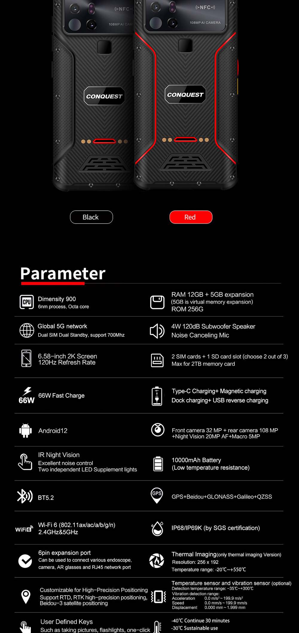 Conquest S23 Rugged Phones product details 29