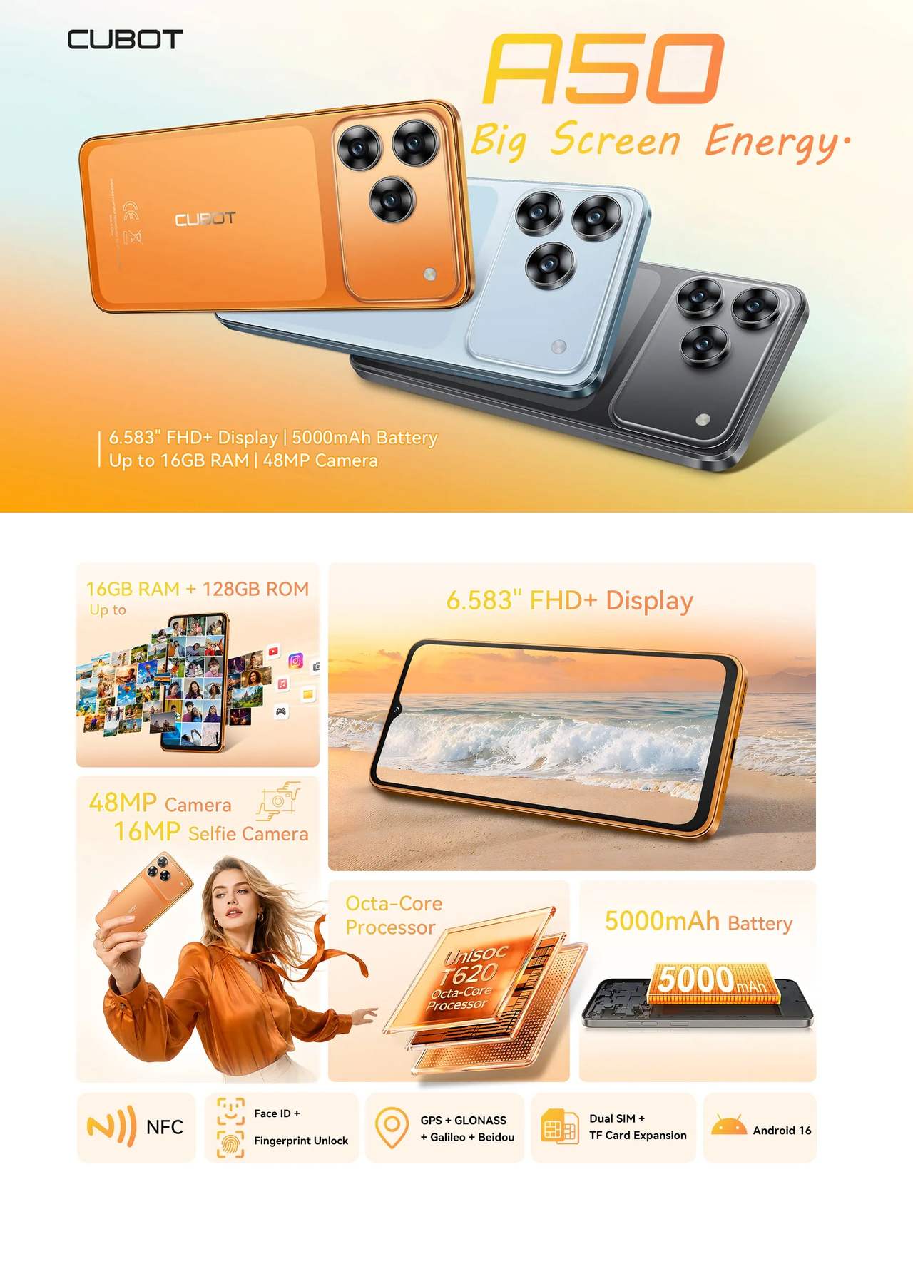 Cubot A50 Smart Phones features 1