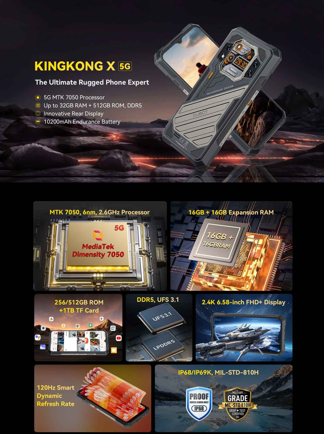 Cubot KingKong X Rugged Phones features 1