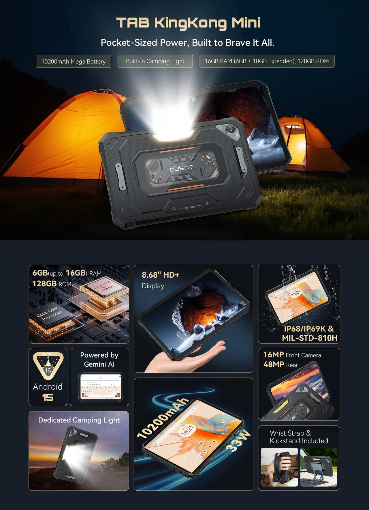 Cubot TAB KingKong Mini Rugged Tablets features 1