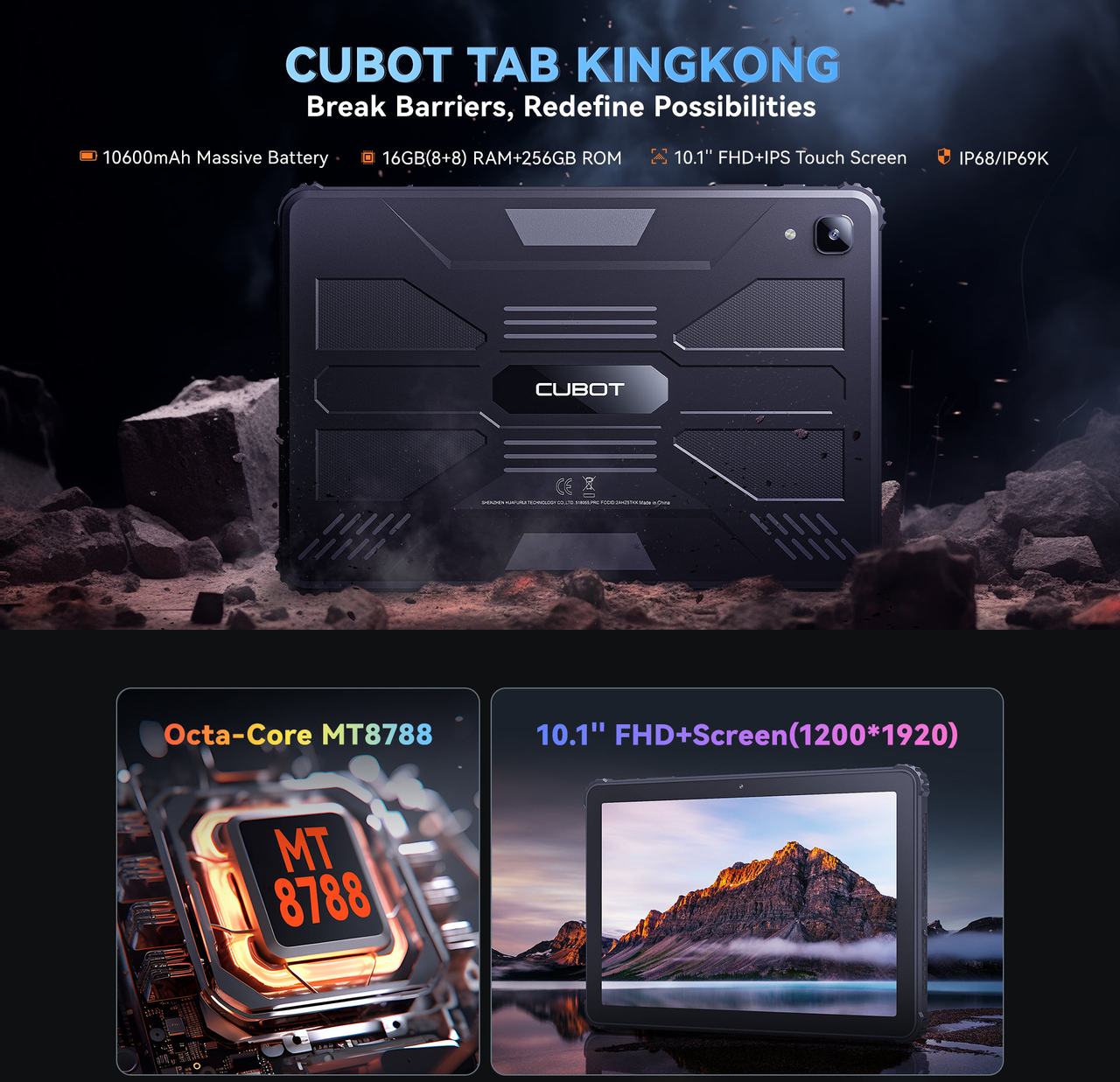 Cubot TAB KingKong Rugged Tablets features 1