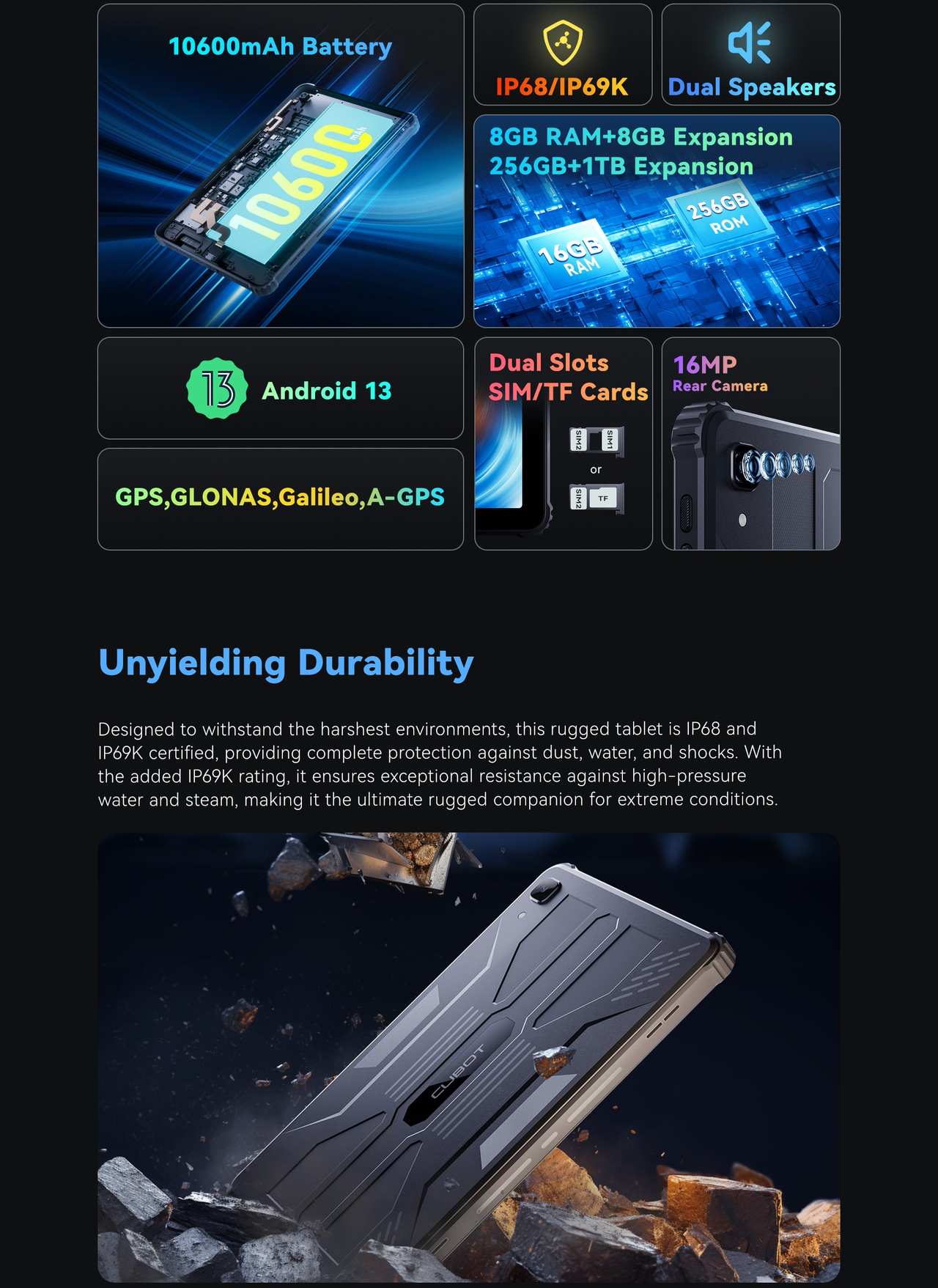 Cubot TAB KingKong Rugged Tablets features 2