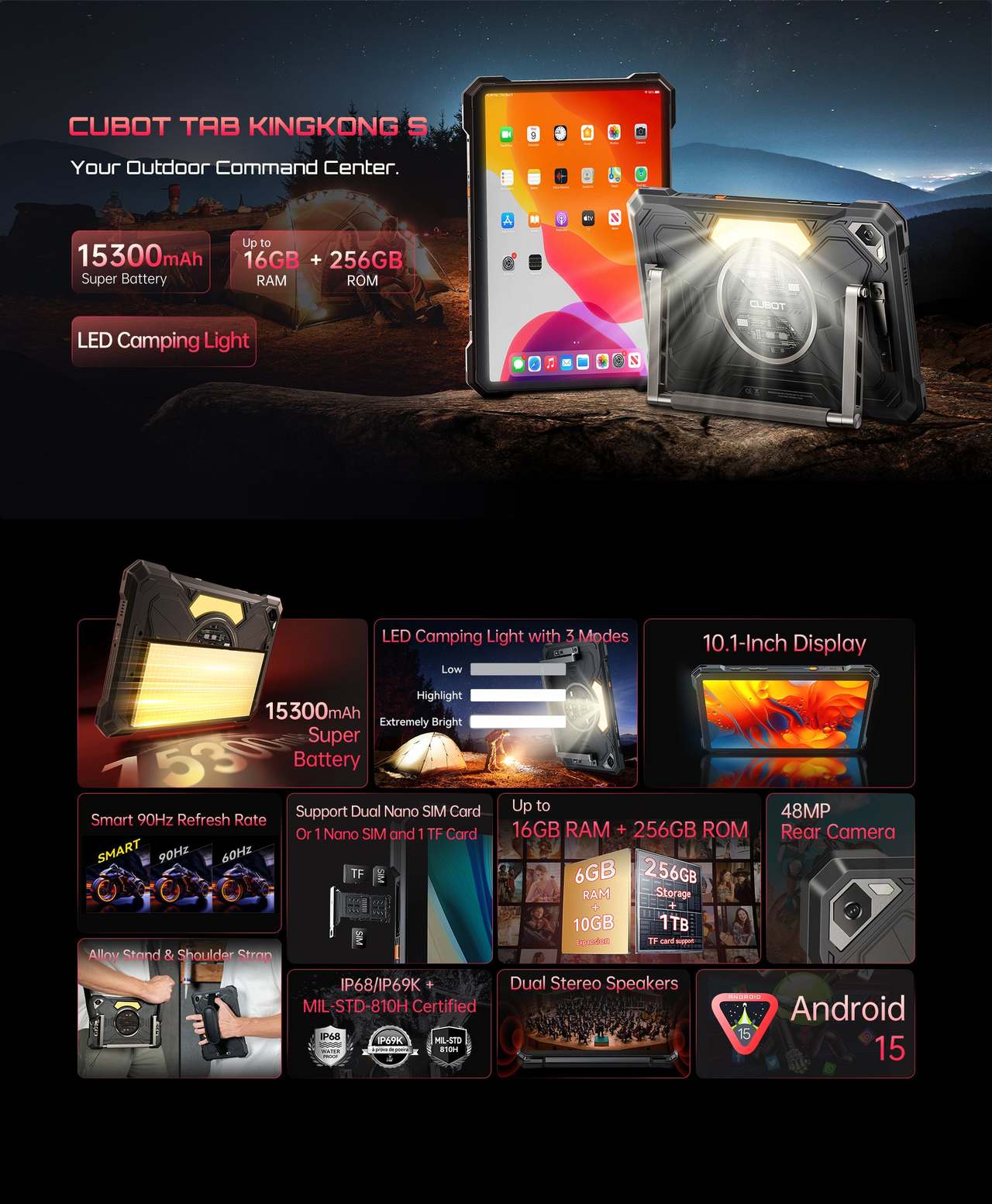 Cubot TAB KingKong S Rugged Tablets features 1