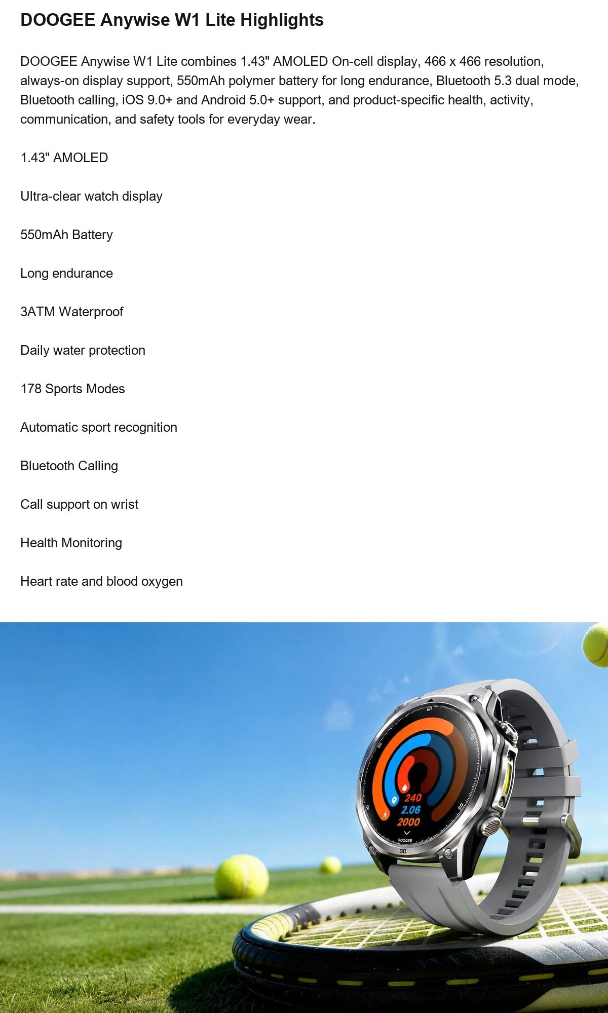 DOOGEE Anywise W1 Lite product features 2