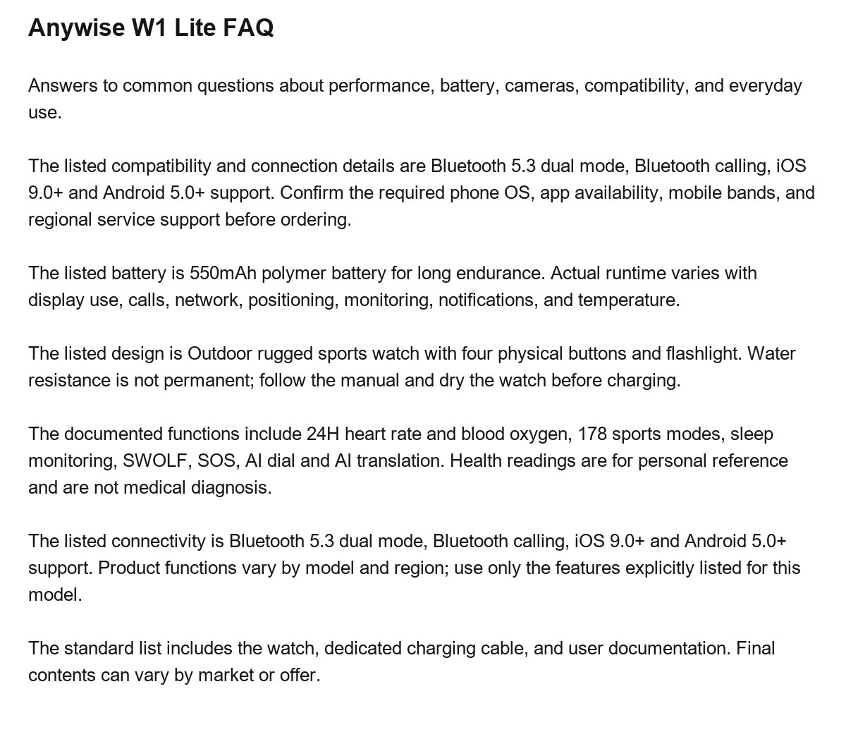 DOOGEE Anywise W1 Lite product features 21