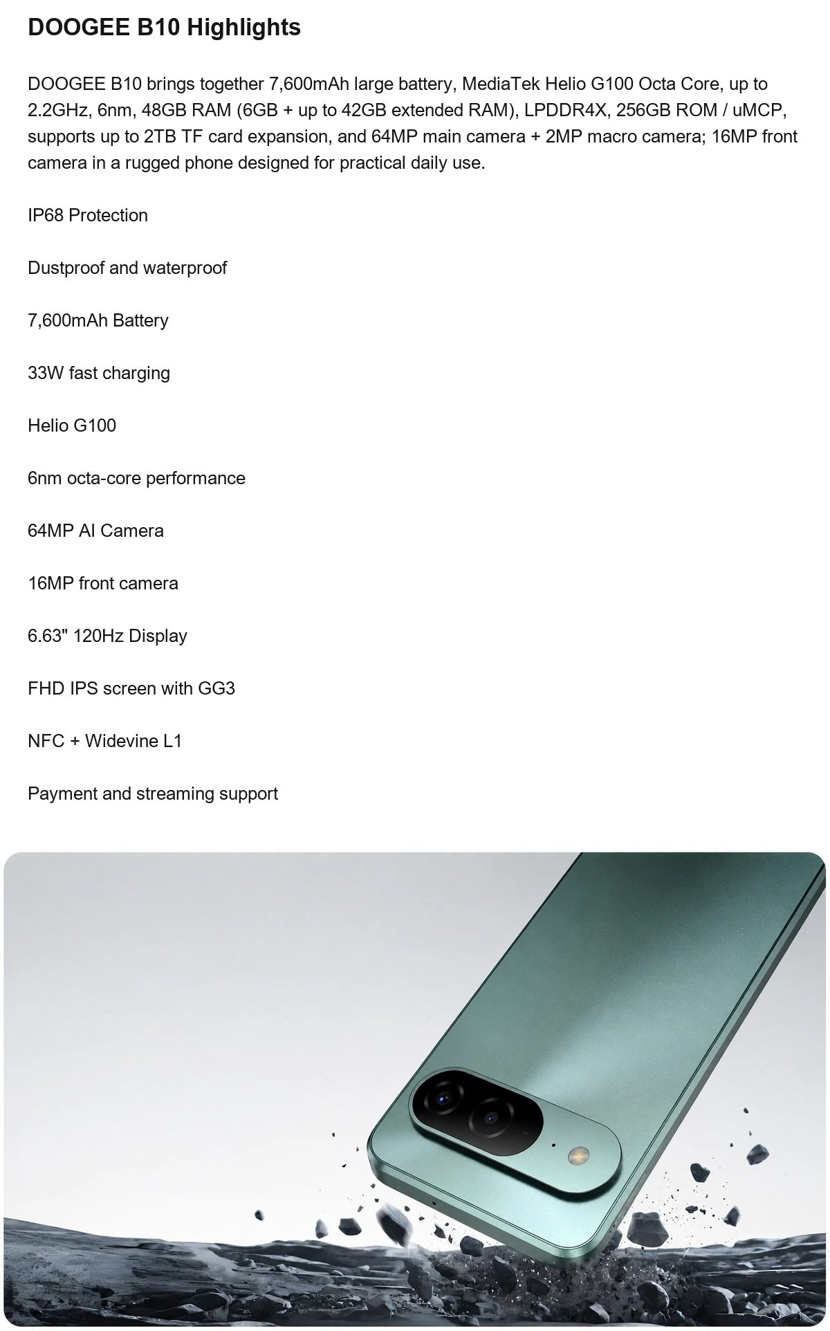 DOOGEE B10 product features 2