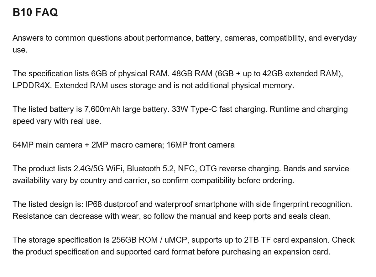 DOOGEE B10 product features 24