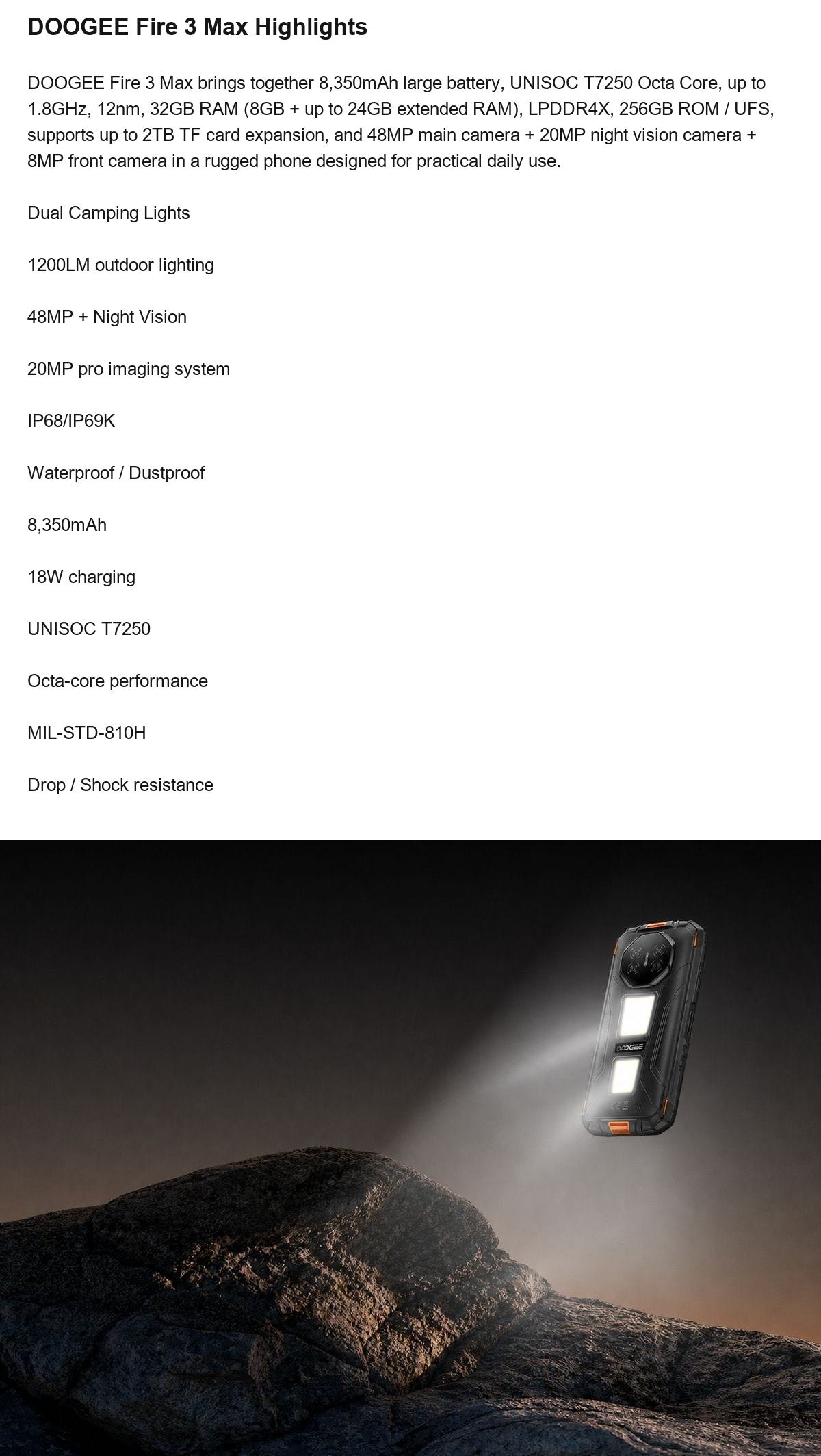 DOOGEE Fire 3 Max product features 2