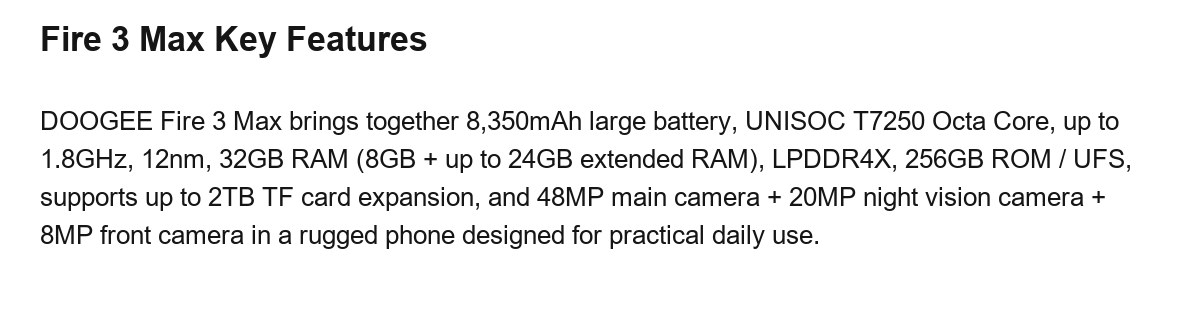 DOOGEE Fire 3 Max product features 8