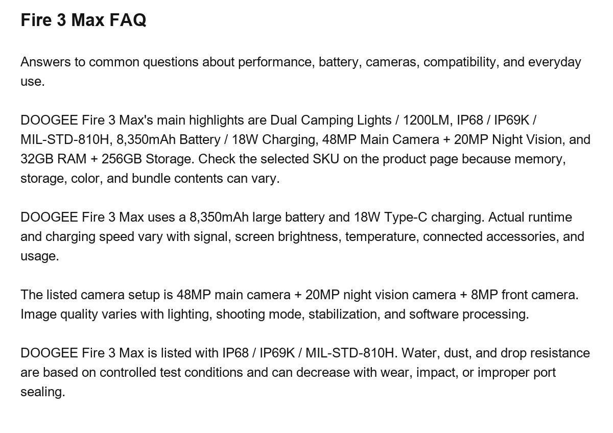DOOGEE Fire 3 Max product features 25