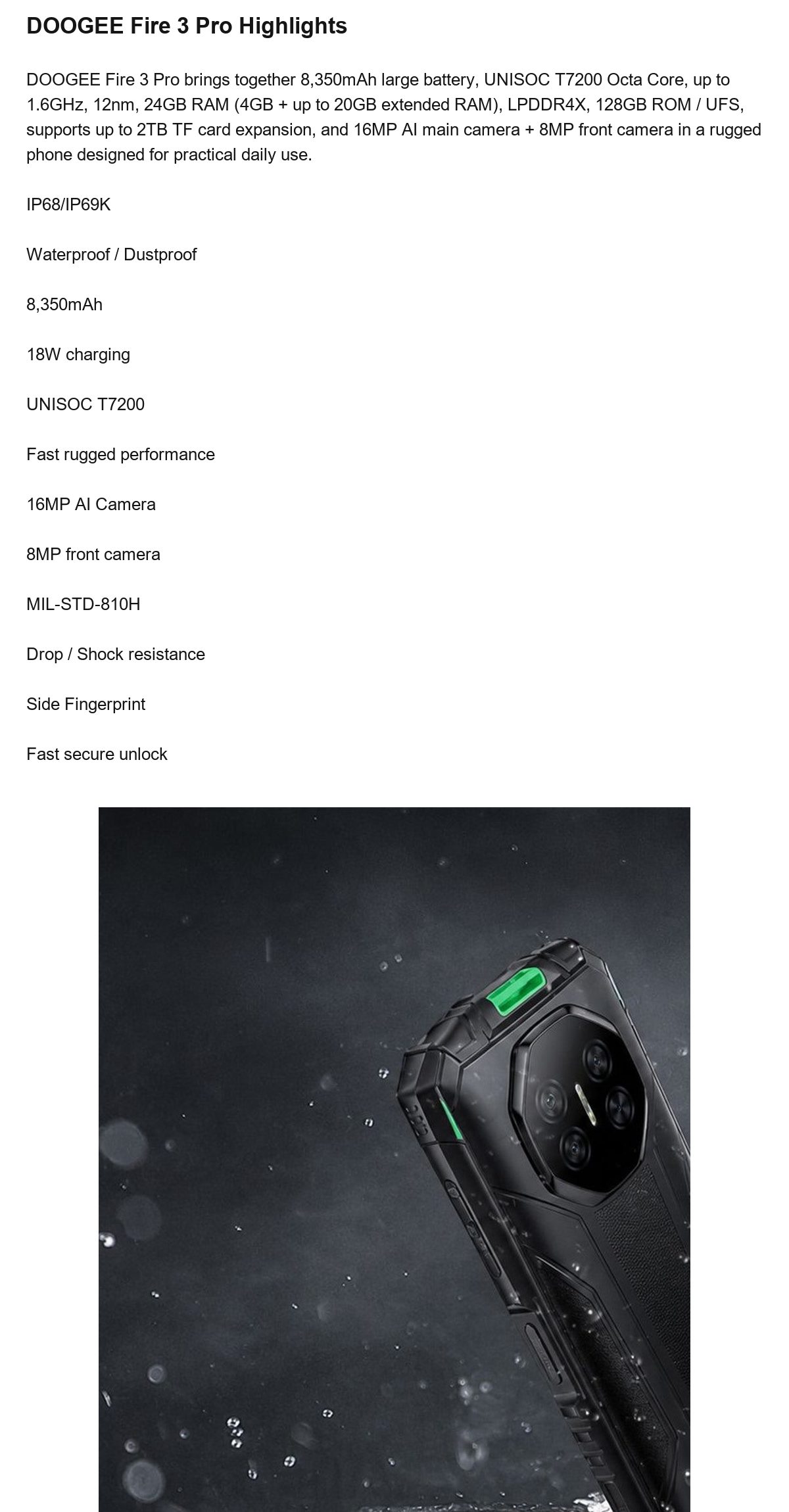 DOOGEE Fire 3 Pro product features 2