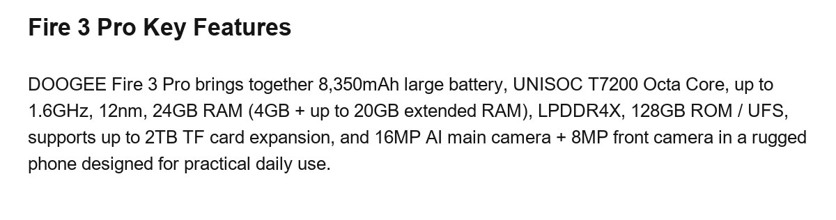DOOGEE Fire 3 Pro product features 9