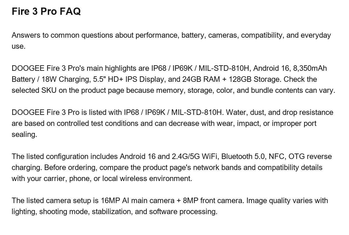 DOOGEE Fire 3 Pro product features 25