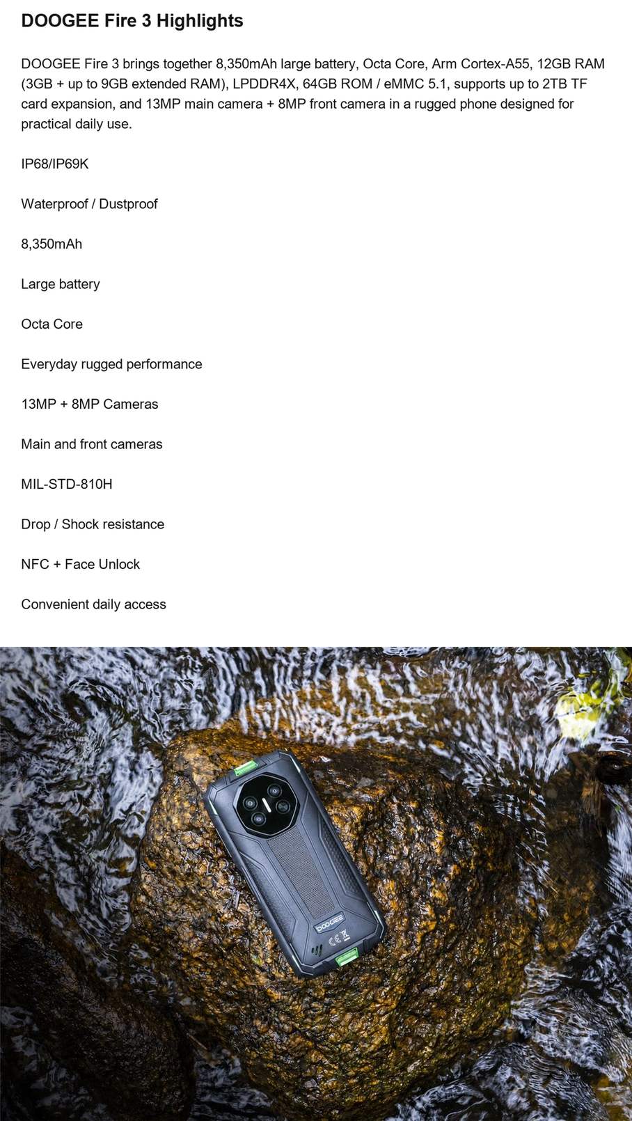 DOOGEE Fire 3 product features 2