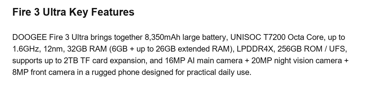 DOOGEE Fire 3 Ultra product features 8