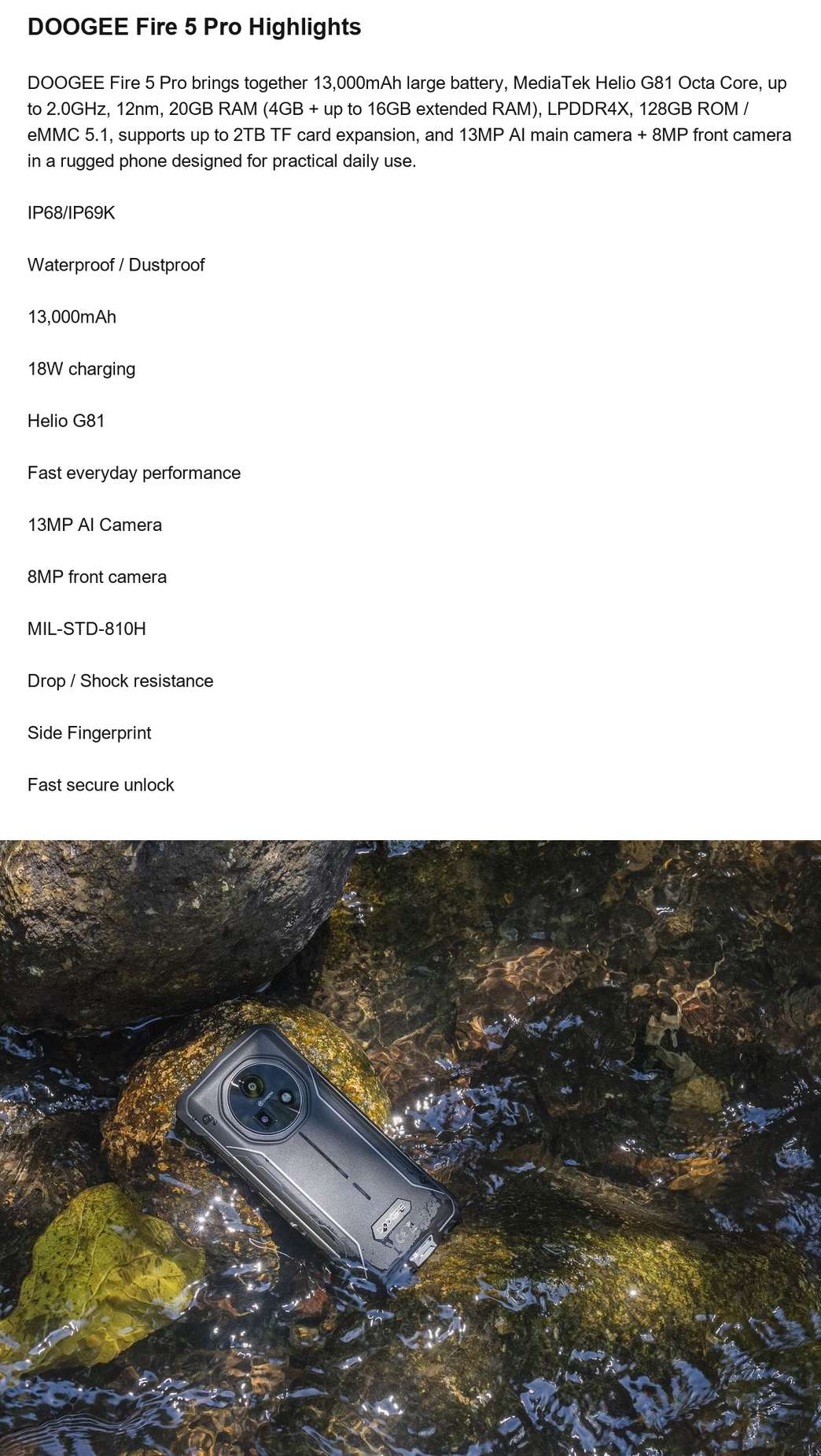 DOOGEE Fire 5 Pro product features 2