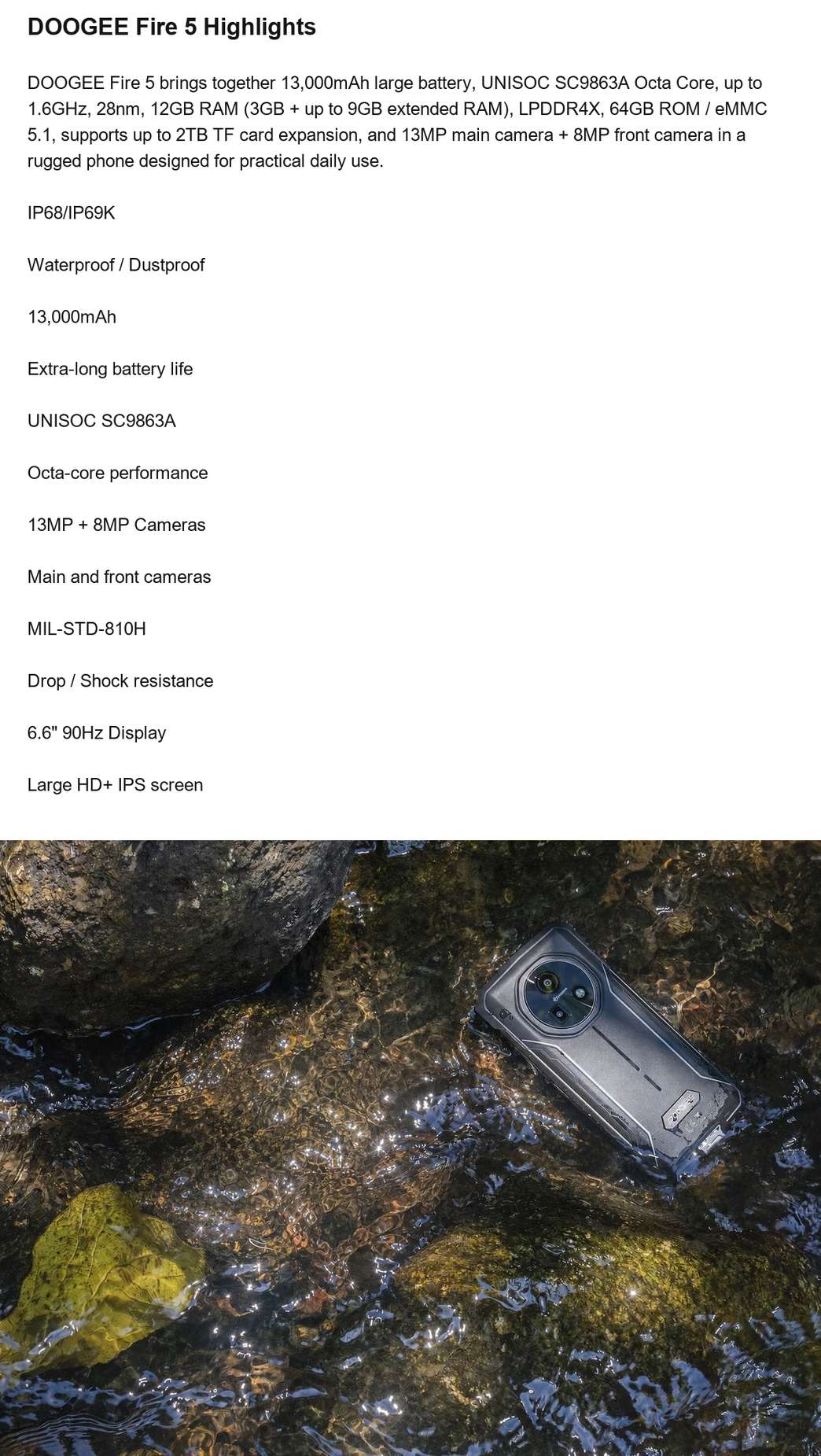 DOOGEE Fire 5 product features 2