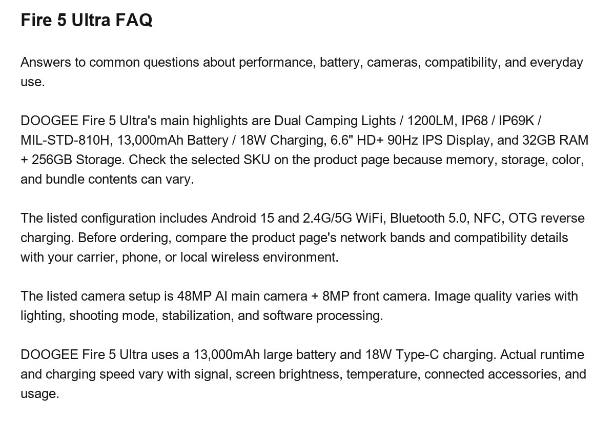 DOOGEE Fire 5 Ultra product features 25
