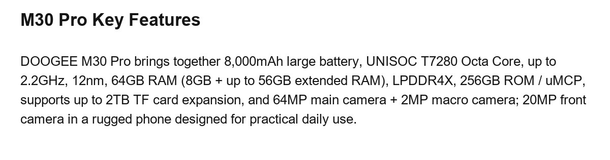 DOOGEE M30 Pro product features 8