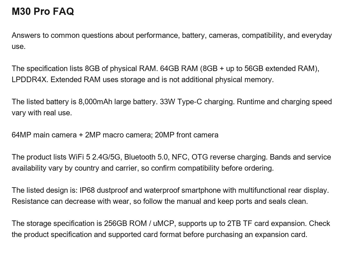 DOOGEE M30 Pro product features 25