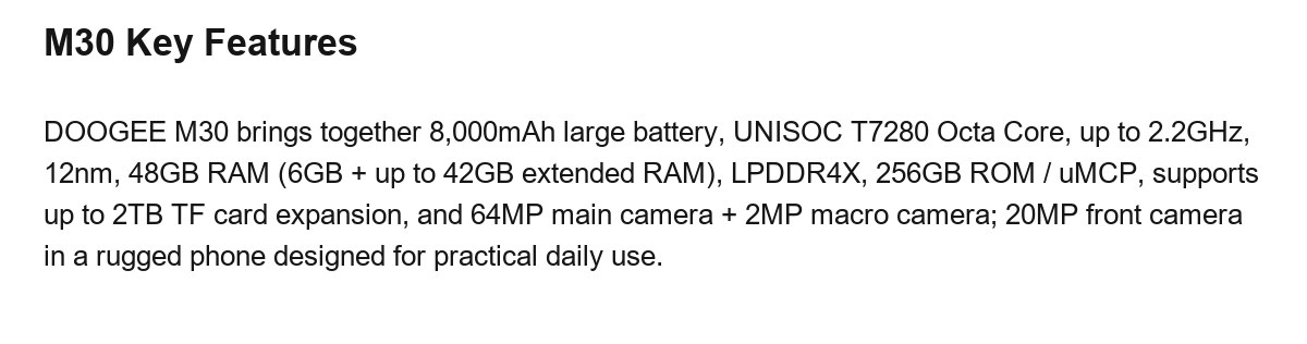 DOOGEE M30 product features 8