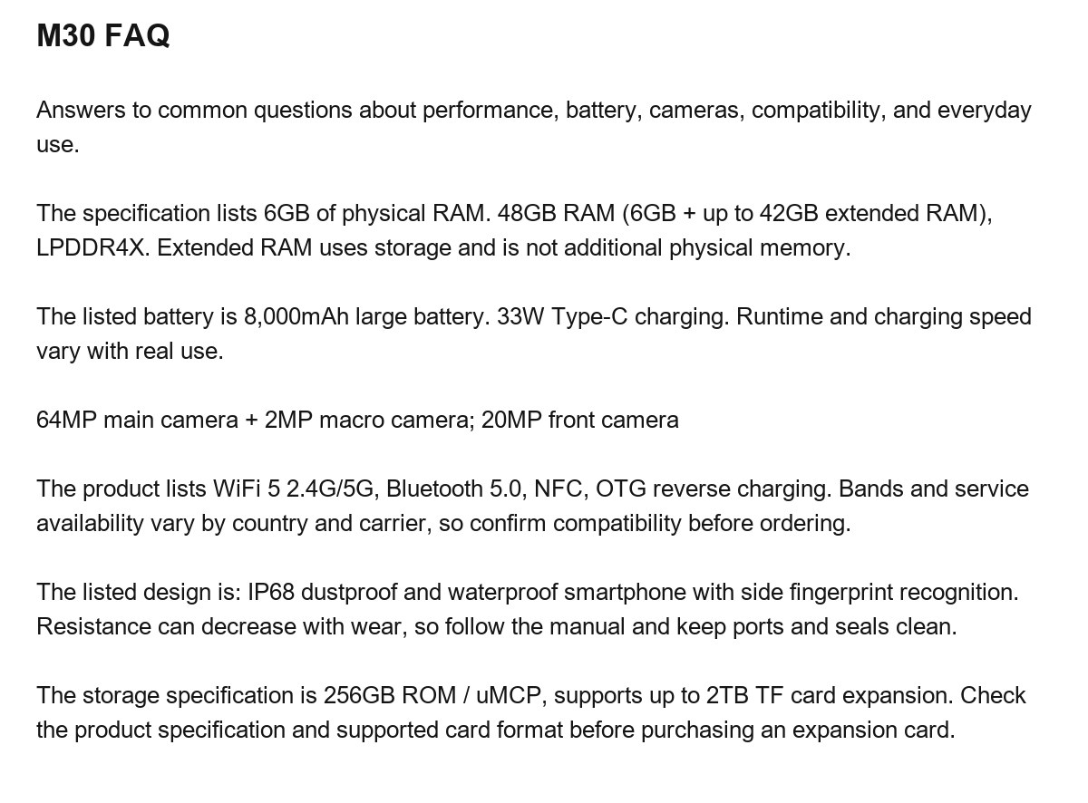 DOOGEE M30 product features 25