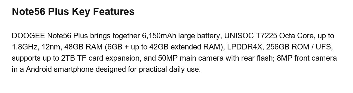 DOOGEE Note56 Plus product features 8