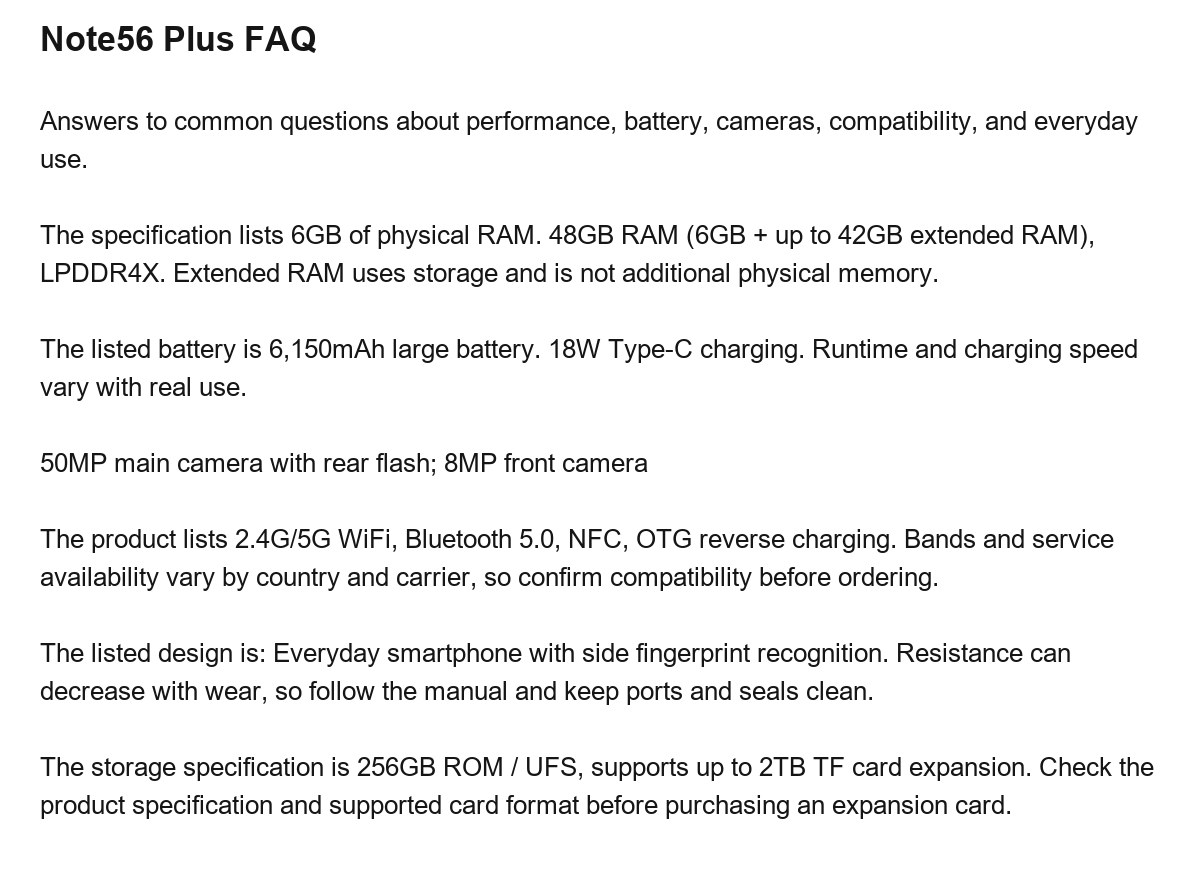 DOOGEE Note56 Plus product features 24