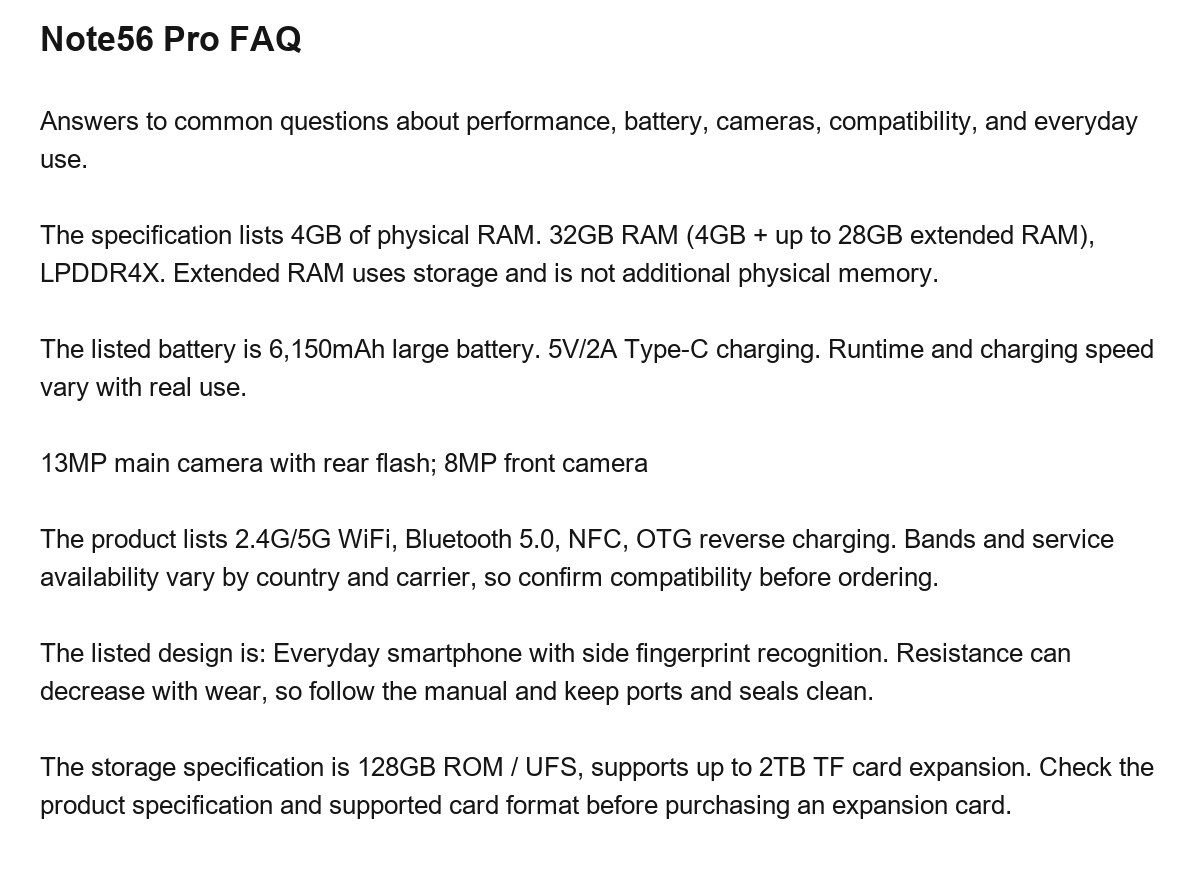 DOOGEE Note56 Pro product features 24