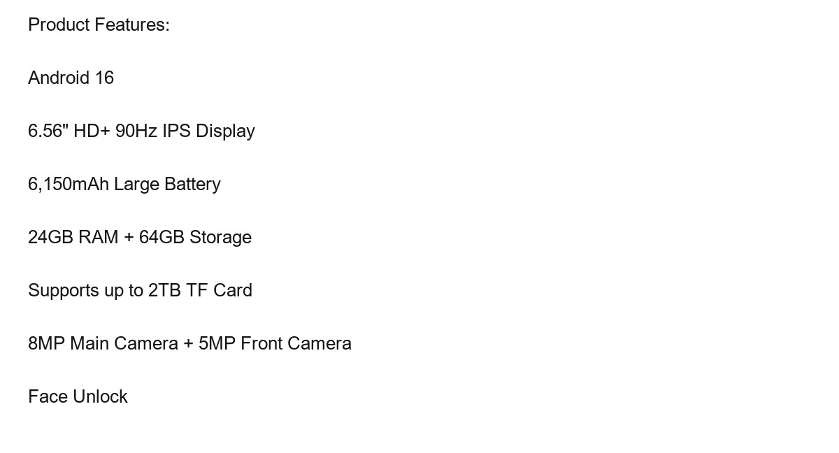 DOOGEE Note56 product features 1