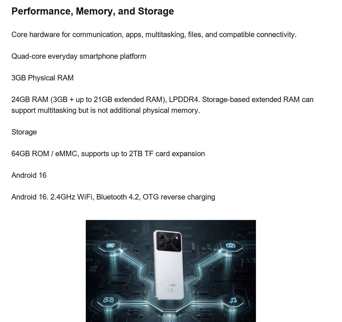 DOOGEE Note56 product features 10