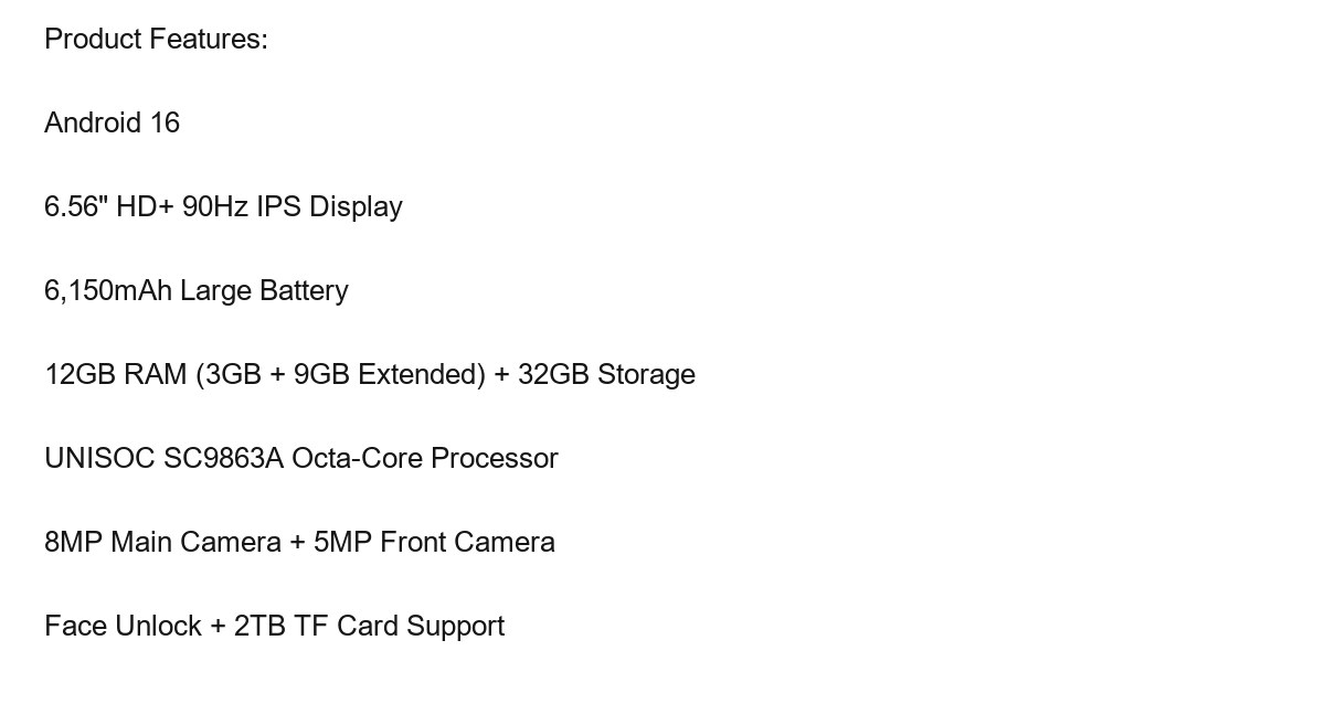 DOOGEE Note56 X Lite product features 1