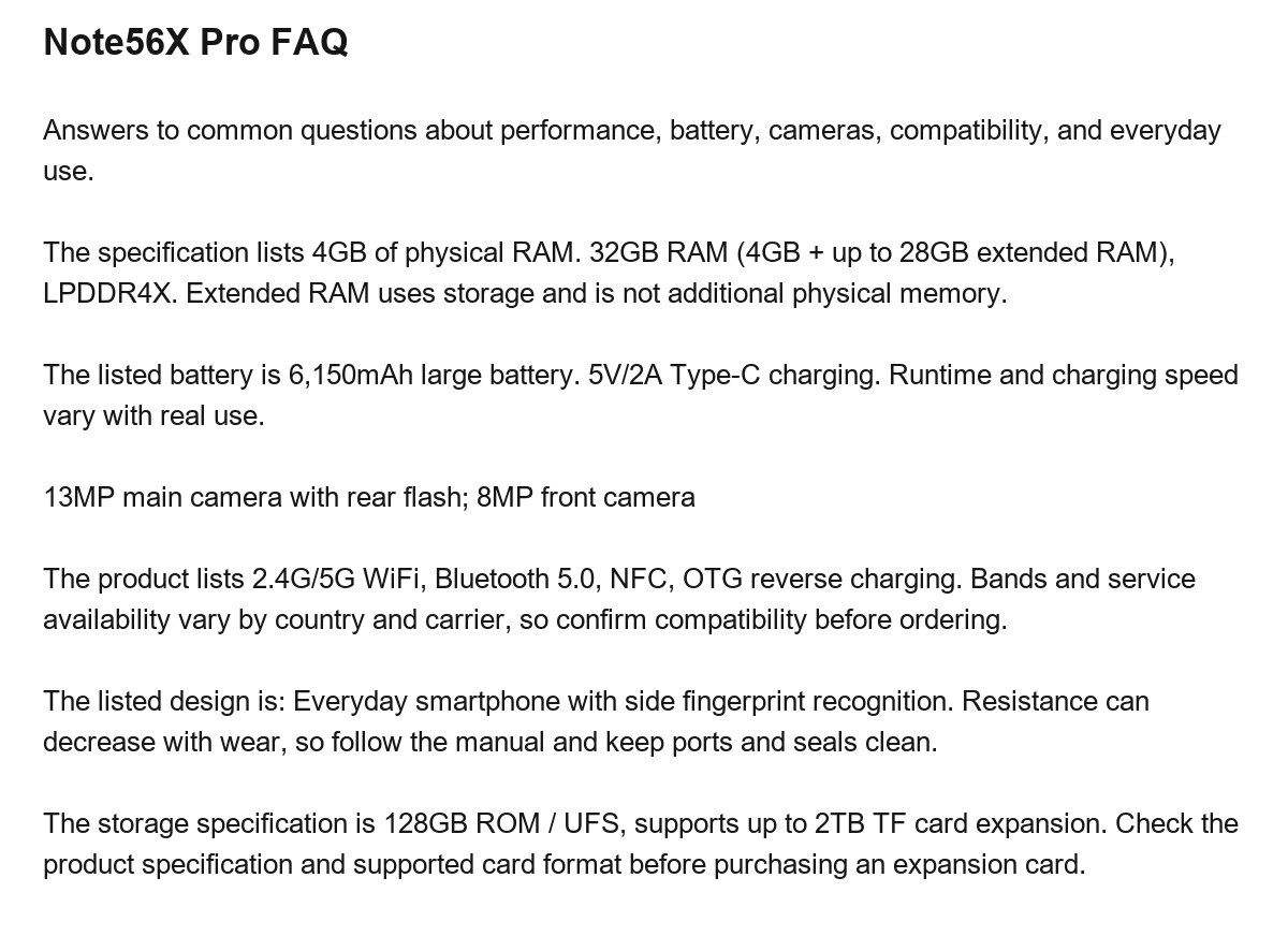 DOOGEE Note56X Pro product features 24