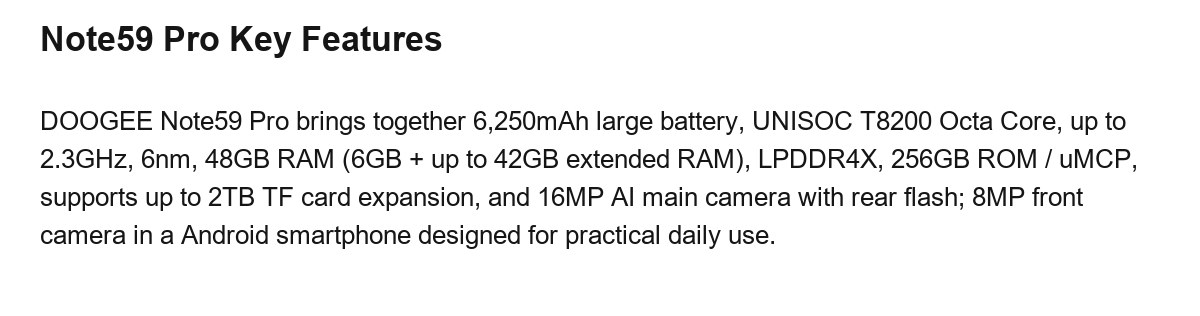 DOOGEE Note59 Pro product features 8