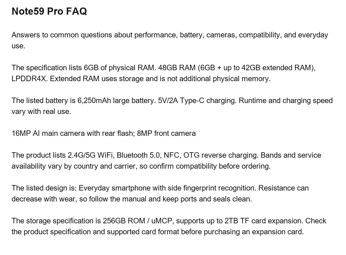 DOOGEE Note59 Pro product features 24