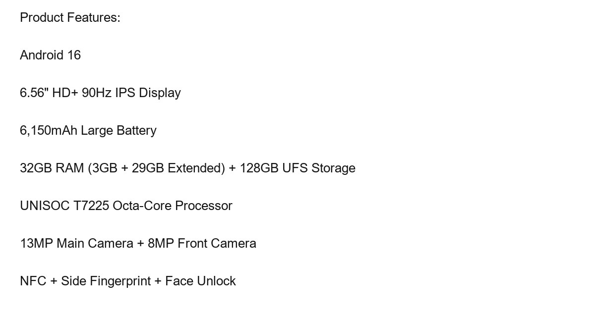 DOOGEE Note60 product features 1