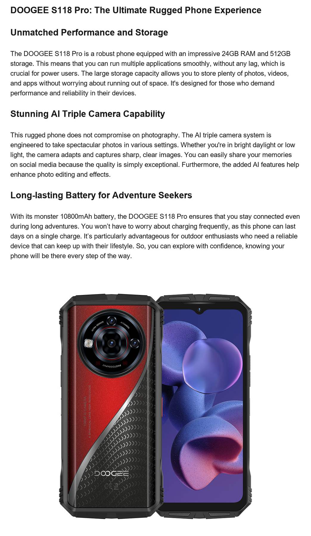 DOOGEE S118 Pro product features 1