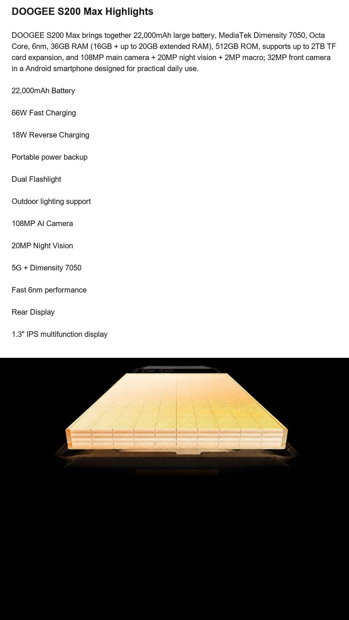 DOOGEE S200 Max product features 2