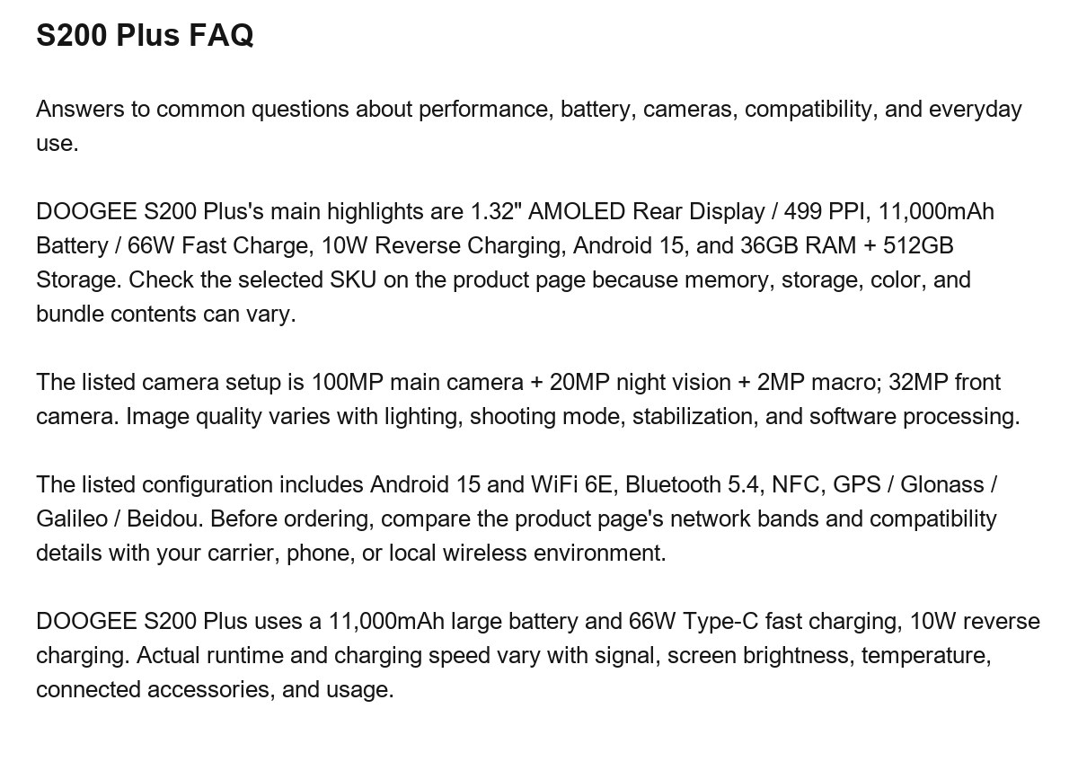 DOOGEE S200 Plus product features 25