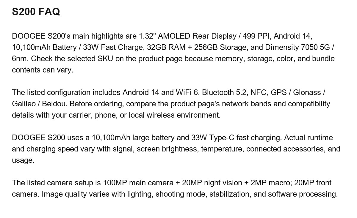 DOOGEE S200 product features 26