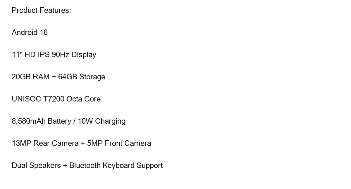 DOOGEE Tab A9+ product features 1