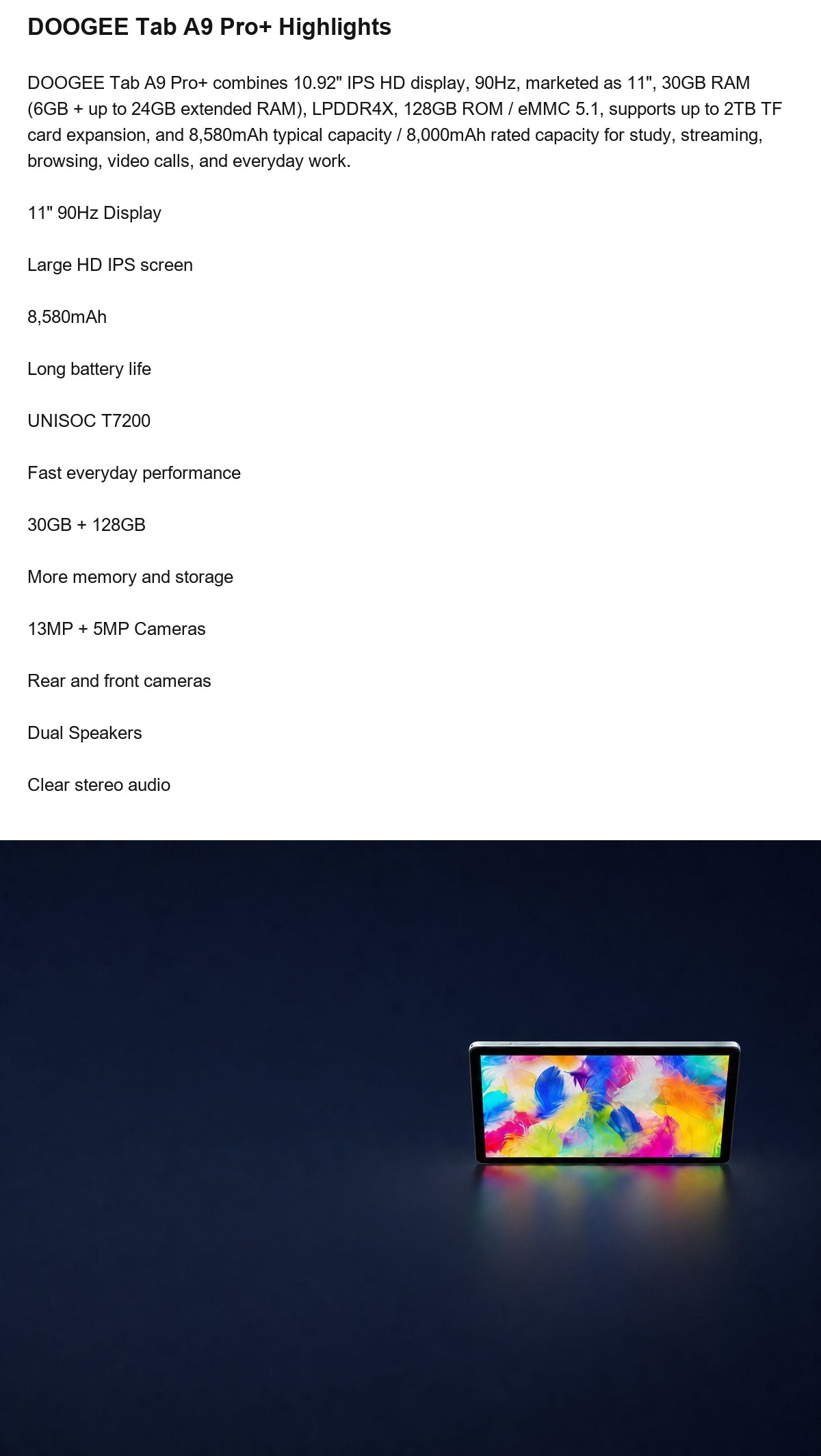 DOOGEE Tab A9 Pro+ product features 2