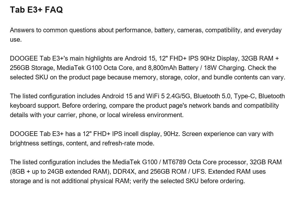 DOOGEE Tab E3+ product features 24