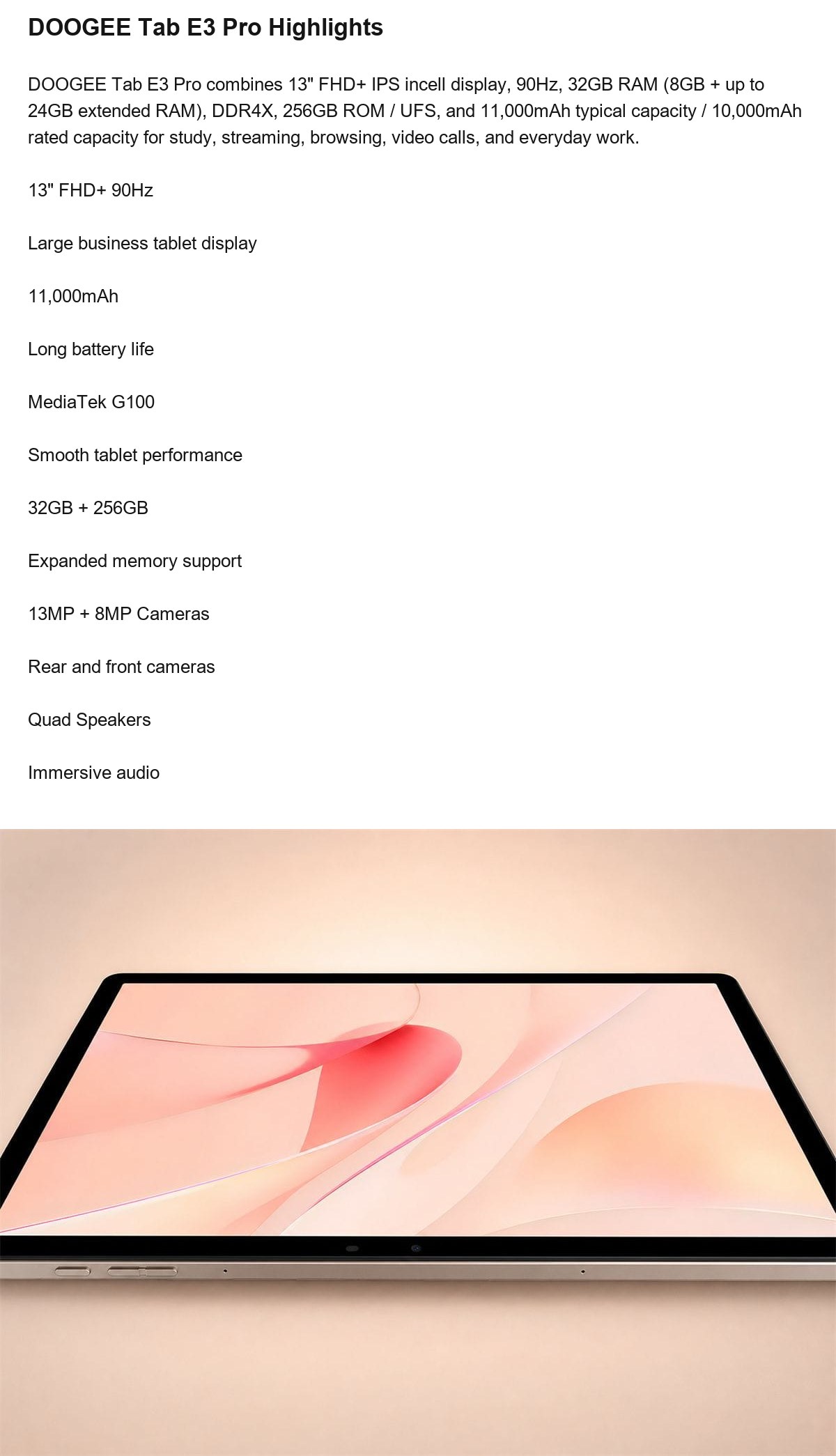 DOOGEE Tab E3 Pro product features 2